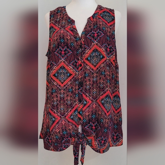 Maurice Womens Sleeveless Tie Front Blouse SZ 0, NWOT - Picture 1 of 9